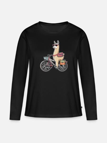 Alpaka - Frauen Premium Bio Langarmshirt - Schwarz