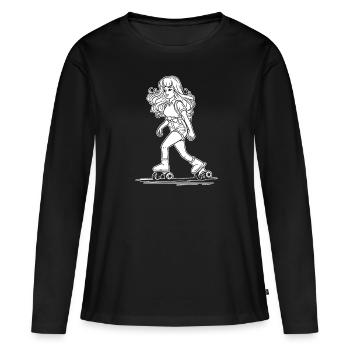 Patins à roulettes Patins à roulettes - T-shirt manches longues Premium bio Femme - noir - Devant - Julia (174cm)