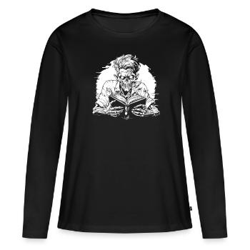Rat de bibliothèque rat de bibliothèque - T-shirt manches longues Premium bio Femme - noir - Devant - Julia (174cm)