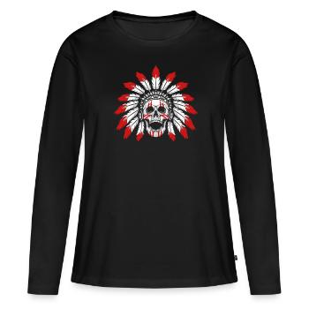 Crâne et os croisés indigènes - T-shirt manches longues Premium bio Femme - noir - Devant - Julia (174cm)