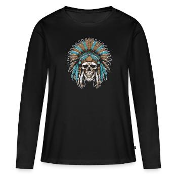 Crâne indigène Crâne - T-shirt manches longues Premium bio Femme - noir - Devant - Julia (174cm)