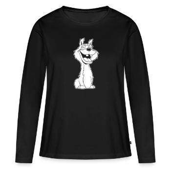 Lama Lama Sourire - T-shirt manches longues Premium bio Femme - noir - Devant - Julia (174cm)
