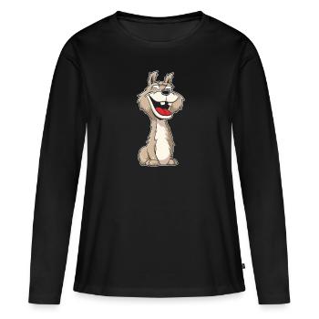 Lama Lama Drôle - T-shirt manches longues Premium bio Femme - noir - Devant - Julia (174cm)