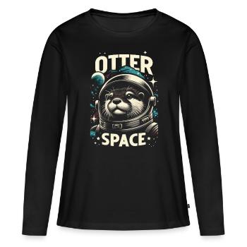 Otter Space Weltraum Astronomie Pun - Frauen Premium Bio Langarmshirt - Schwarz - Vorne - Julia (174cm)