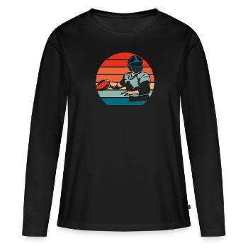 Football américain - T-shirt manches longues Premium bio Femme - noir - Devant - Julia (174cm)