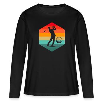 Golf Golfer Golfen - Frauen Premium Bio Langarmshirt - Schwarz - Vorne - Julia (174cm)
