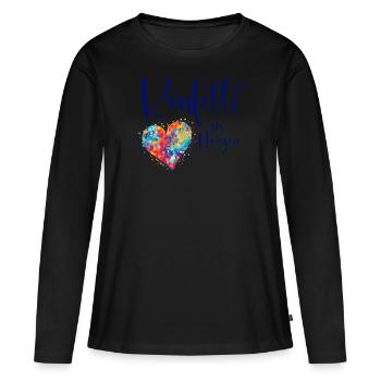 Köln Karneval Alaaf Jeck Party Konfetti Herz - Frauen Premium Bio Langarmshirt - Schwarz - Vorne - Julia (174cm)