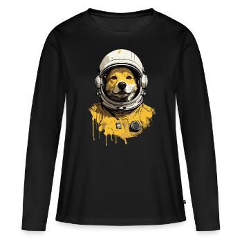Chien Cool Astronaute Technologie spatiale - T-shirt manches longues Premium bio Femme - noir - Devant - Julia (174cm)