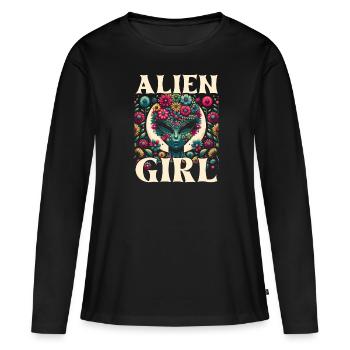 Alien Außerirdischer Alien Girl - T-shirt manches longues Premium bio Femme - noir - Devant - Julia (174cm)