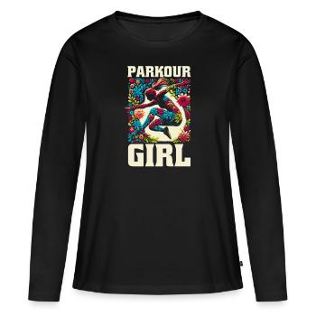 Parkour Parkour Fille - T-shirt manches longues Premium bio Femme - noir - Devant - Julia (174cm)
