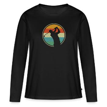 Golf Golfer Golfen - Frauen Premium Bio Langarmshirt - Schwarz - Vorne - Julia (174cm)