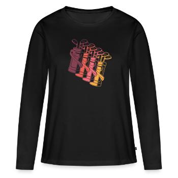 Golf Golfer Golfen - Frauen Premium Bio Langarmshirt - Schwarz - Vorne - Julia (174cm)