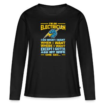 Electrician, Electronics Technician - Women's Premium Organic Long Sleeve Shirt - black - Front - Julia (174cm)