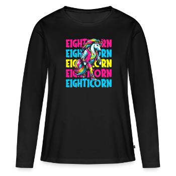 80s Eighties Unicorn Eighticorn - Women's Premium Organic Long Sleeve Shirt - black - Front - Julia (174cm)