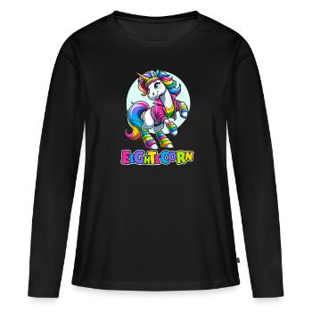 80s Eighties Unicorn Eighticorn - Women's Premium Organic Long Sleeve Shirt - black - Front - Julia (174cm)