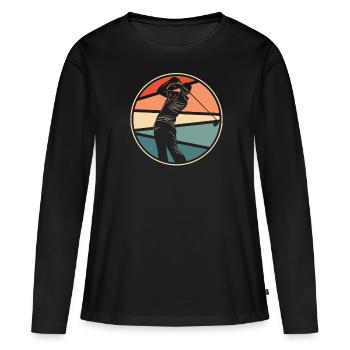 Golf Golfer Golfen - Frauen Premium Bio Langarmshirt - Schwarz - Vorne - Julia (174cm)