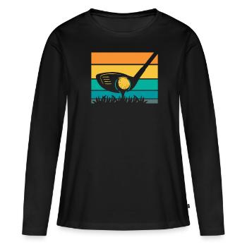 Golf Golfer Golfen - Frauen Premium Bio Langarmshirt - Schwarz - Vorne - Julia (174cm)