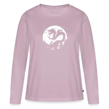 Année du Dragon 2024 - T-shirt manches longues Premium bio Femme - rose poudré - Devant - Julia (174cm)