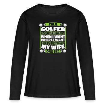 Golf Golfer Golfen - Frauen Premium Bio Langarmshirt - Schwarz - Vorne - Julia (174cm)