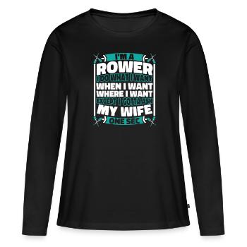 Rudern Ruderer - Frauen Premium Bio Langarmshirt - Schwarz - Vorne - Julia (174cm)
