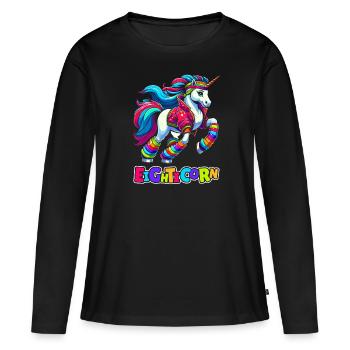 80s Eighties Unicorn Eighticorn - Women's Premium Organic Long Sleeve Shirt - black - Front - Julia (174cm)