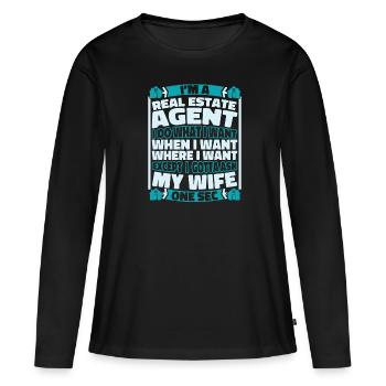 Agent immobilier - T-shirt manches longues Premium bio Femme - noir - Devant - Julia (174cm)