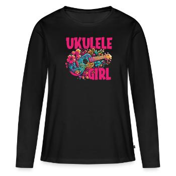 Ukulélé Ukulélé Fille - T-shirt manches longues Premium bio Femme - noir - Devant - Julia (174cm)