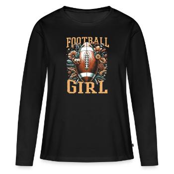 Football Américain Football Fille - T-shirt manches longues Premium bio Femme - noir - Devant - Julia (174cm)