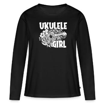 Ukulélé Ukulélé Fille - T-shirt manches longues Premium bio Femme - noir - Devant - Julia (174cm)