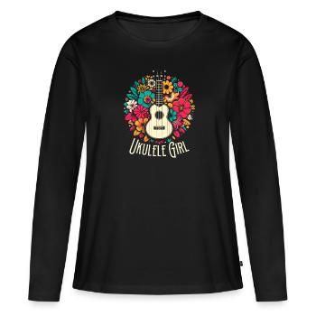 Ukulélé Ukulélé Fille - T-shirt manches longues Premium bio Femme - noir - Devant - Julia (174cm)