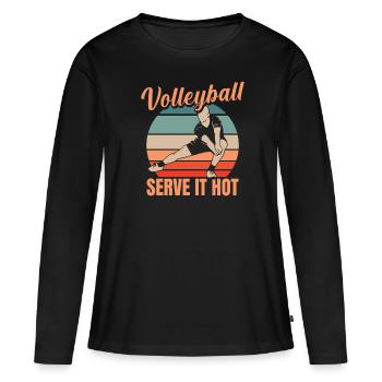 Volley-ball Volley-ball - T-shirt manches longues Premium bio Femme - noir - Devant - Julia (174cm)