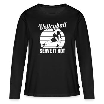 Volley-ball Volley-ball - T-shirt manches longues Premium bio Femme - noir - Devant - Julia (174cm)