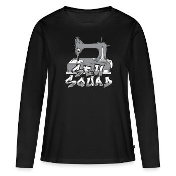 Machine à coudre Machine à coudre - T-shirt manches longues Premium bio Femme - noir - Devant - Julia (174cm)