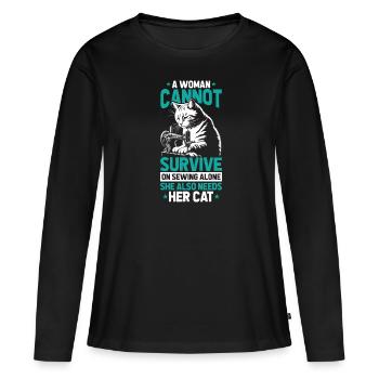 Machine à coudre Machine à coudre - T-shirt manches longues Premium bio Femme - noir - Devant - Julia (174cm)