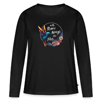 Colibri, Courageux, Motivant - T-shirt manches longues Premium bio Femme - noir - Devant - Julia (174cm)