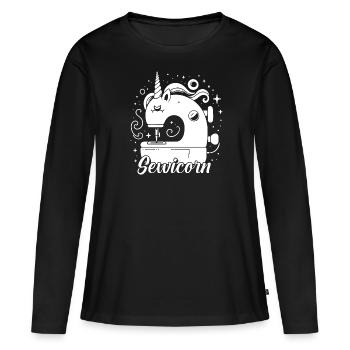 Machine à coudre Machine à coudre - T-shirt manches longues Premium bio Femme - noir - Devant - Julia (174cm)