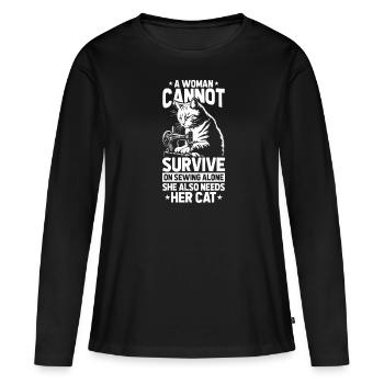 Machine à coudre Machine à coudre - T-shirt manches longues Premium bio Femme - noir - Devant - Julia (174cm)