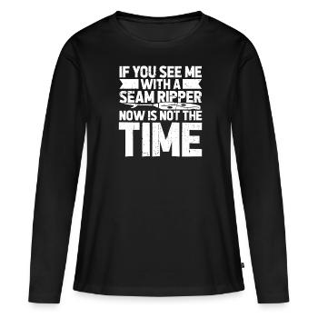 Machine à coudre Machine à coudre - T-shirt manches longues Premium bio Femme - noir - Devant - Julia (174cm)