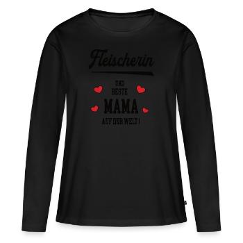Beste Mama Fleischerin Muttertag Geburtstag Mutter - Frauen Premium Bio Langarmshirt - Schwarz - Vorne - Julia (174cm)