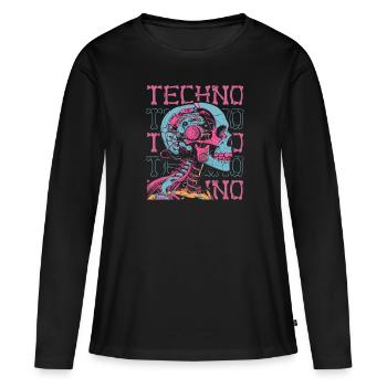 Techno Raver - T-shirt manches longues Premium bio Femme - noir - Devant - Julia (174cm)