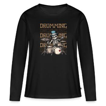 Batterie Batteur Batteur - T-shirt manches longues Premium bio Femme - noir - Devant - Julia (174cm)