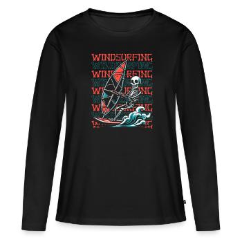 Windsurfen Windsurfer - Frauen Premium Bio Langarmshirt - Schwarz - Vorne - Julia (174cm)