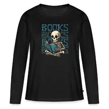 Rat de bibliothèque rat de bibliothèque - T-shirt manches longues Premium bio Femme - noir - Devant - Julia (174cm)