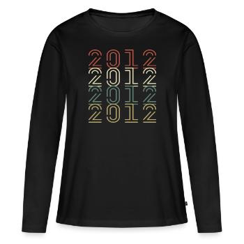Original 2012 Vintage Vintage Anniversaire Rétro - T-shirt manches longues Premium bio Femme - noir - Devant - Julia (174cm)