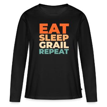 Baskets Gral Eat Sleep Repeat - T-shirt manches longues Premium bio Femme - noir - Devant - Julia (174cm)