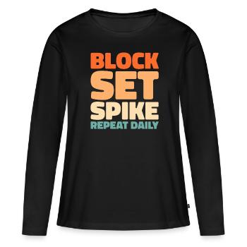 Volley-ball Volley-ball - T-shirt manches longues Premium bio Femme - noir - Devant - Julia (174cm)