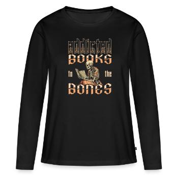 Livre Rat de bibliothèque Rat de bibliothèque - T-shirt manches longues Premium bio Femme - noir - Devant - Julia (174cm)