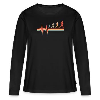 Ultramarathon ECG Heartbeat - Women's Premium Organic Long Sleeve Shirt - black - Front - Julia (174cm)