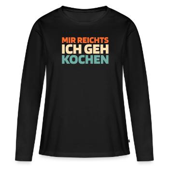 cuisiner cuisiner j’en ai assez je vais cuisiner - T-shirt manches longues Premium bio Femme - noir - Devant - Julia (174cm)