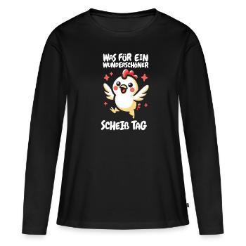 Chicken Hen Funny Please Keep Your Mouth Shut - Women's Premium Organic Long Sleeve Shirt - black - Front - Julia (174cm)